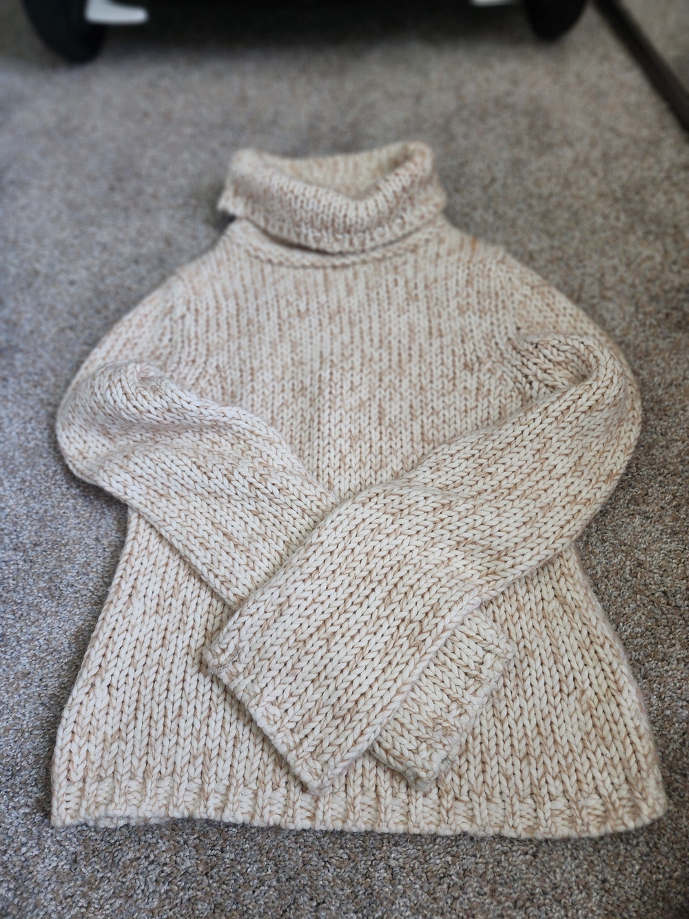 Express Cream & Beige Turtleneck Sweater